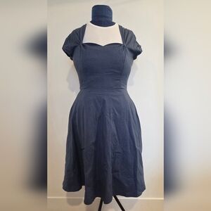 MARINA Vintage Navy White Polkadot Dress